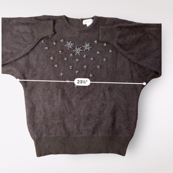 Kamiran Vintage Angora and Lambs Wool Beaded Sweater Size L - Picture 4 of 7